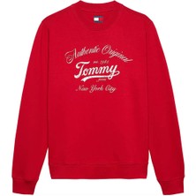  Kadın Essential Logo Regular Bisiklet Yaka Sweatshirt - Kırmızı