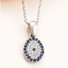 925 Ayar Gümüş Oval Nazar Kadın Kolye