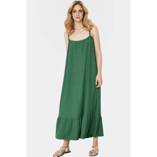 A Line Maxi Elbise Bürümcük Dokuma Rahat Kalıp Yazlık Uzun Ömürlü Şık Görünüm Modern Stil
