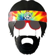 Bfs     Siyah Saçlı Bandana Tasarımlı Hippi Parti Gözlüğü 26X18 cm