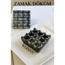 Kapaklı Zamak Döküm Kare Küllük Metal Kül Tablası - Kafe Küllüğü Sarı-Kahve