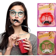 Bfs   Pipetli Parti Gözlüğü - Çocuk ve Yetişkin Bıyıklı Pipet Gözlük Yeşil Renk 18X14 cm