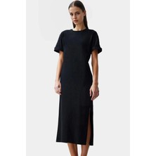 Rahat Kesim Midi Boy Örme Pamuklu T Shirt Elbise Günlük Kullanım Kaliteli Işçilik Premium Kalite