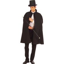 Bfs   Siyah Sihirbaz Pelerini 120 cm ve Sihirbaz Şapkası 12 cm Yetişkin Boy
