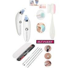 Vakumlu Siyah Nokta Temizleme Cihazı ve Yüz Fırçası Seti, 4'lü Paket