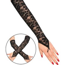 Bfs   Parmak Askılı Zarif Gece Şıklığı Dantel Eldiven 40 cm
