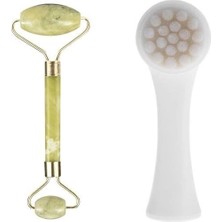 Bfs  2li Set Çift Taraflı Cilt Temizleme Fırçası ve Yeşim Taşı Çift Taraflı Cilt Masaj Aleti