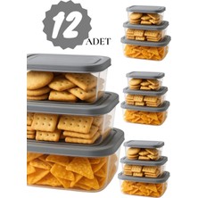 12’li Dikdörtgen Trendy Saklama Kabı Seti 1200 ml - 740 ml - 400 ml