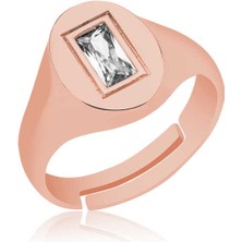 ​gümüş Ayarlanabilir Rose Baget Taşlı Şovalye Yüzük