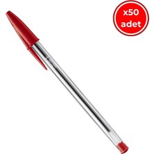 Bıc Cristal Medium Tükenmez Kalem, 50 Adet,  3 Km Yazma, Kırmızı,1.0mm