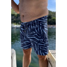 Büyük Beden Su Itici Özellikli Dijital Baskılı Erkek Plaj Deniz Şort Mayo - 273-LACIVERT