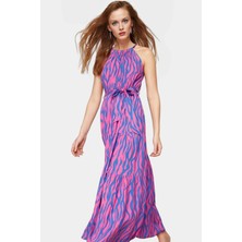 Çok Desenli Viskoz Maxi Elbise Nefes Alan Dokuma Kumaş A Line Kalıp Yüksek Kalite