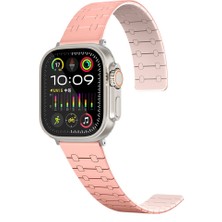 Apple Watch - Se/se2/4/5/6 44MM Mıknatıslı Silikon Kordon Çizgili Desenli, Çift Renk Esnek Konforlu