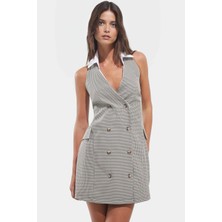 Kısa Kolsuz Ekose Ceket Elbise Polyester Dokuma Kumaş Yazlık Yüksek Kalite Rahat ve Şık