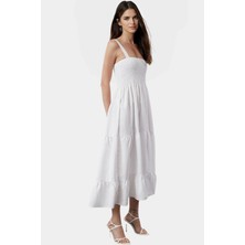 Rahat ve Şık Maxi Elbise Terrycotton Kare Yaka Astarlı Yaz Trend Tasarım Özenle Seçilmiş