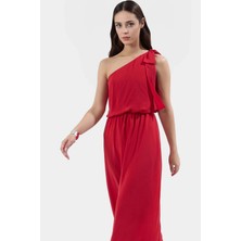 Dokuma Şifon Maxi Elbise Belden Açılan Etek Kolsuz Skater Kalıp Özel Tasarım