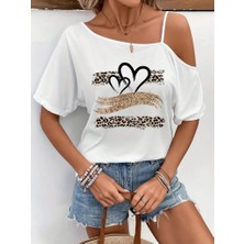 Tiana Kadın Tek Omuzu Açık Ip Askılı Baskılı Viskon Bluz