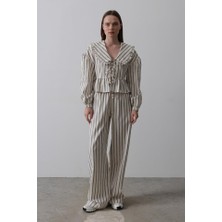 Tiana Bebe Yakalı Önü Bağlamalı Takım - Natür