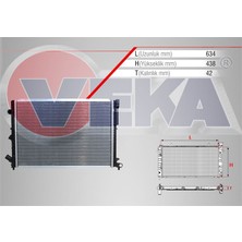 VEKA-16-3527B - Su Radyatoru Brazıng Renault Laguna I (B56,556) 1.8i M-T 1993-2001