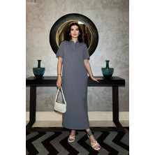 Tiana Manque Polo Yaka Yırtmaçlı Elbise 2689-8