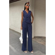 Tiana Yeleği Çapraz Detay Düğmeli Cepli Yelekli Takım 10150