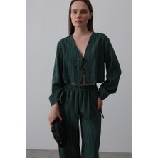 Tiana Önü Bağlamalı Crop Takım - Yeşil