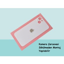 Tkgz - iPhone 14 Plus Arka Pil Batarya Kapağı - Cam Kapak Geniş Lens Deliği - Beyaz