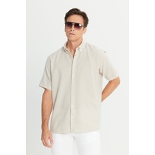 Altınyıldız Classics %100 Pamuk Comfort Fit Rahat Kesim Düğmeli Gömlek Yaka Armürlü Gömlek