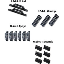 Netpen Sineklik Montaj Seti - Siyah (6 Çıtçıt, 2 D Kol, 6 Menteşe, 6 Tutamak)