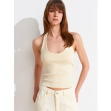21052 Halter Yaka Top-Açık Sarı