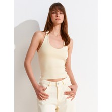 21052 Halter Yaka Top-Açık Sarı