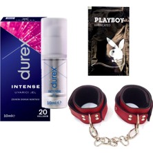 Durex Intense Kadın Uyarıcılı Jel + Kırmızı Deri El Kelepçesi + Hediye