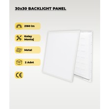 AC Aydınlatma 24W 30X30 Backlight LED Panel Armatür Beyaz Işık - 2 Adet