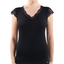 Blackspade Kadın Modal Elastan T-Shirt 1348 - Siyah
