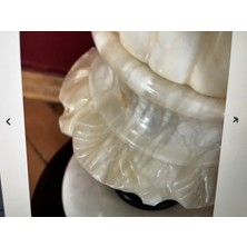 Fransız Albatre Mermer ve Ahşap Tan Lambalı Sehpa 63 cm Yüksekliğinde