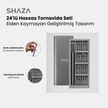 Shaza 24 Parça Hassas Tornavida Seti - Mıknatıslı Alüminyum Kasa Telefon, Pc vb. Tamir Seti