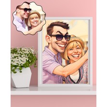 Çizim Illüstrasyon Karikatür, Tüm Özel Günler Için A4 Mdf Çerçeveli Karikatür Portre Poster Çizim