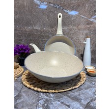 Elviragranit 2’li Set Wok-Tava Krem Set1