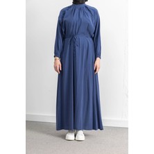 Letafet Reglan Kol Fırfır Detaylı Elbise - Indigo