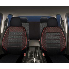 Seat Cordoba Uyumlu Siyah-Kırmızı Oto Koltuk Kılıfı (Tam Takım Ön Arka Araç Koltuk Kılıfı)