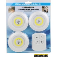 Uzaktan Kumandalı LED Lamba Işık 3’lü Spot LED Lamba Pilli (11 Adet Pil Dahildir)