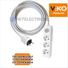 Multi-Let | Üçlü 3 Metre Anahtarlı Topraklı Çocuk Korumalı Grup Priz - 3'lü, 3 M, 3x1.5 Ttr (Tam Bakır) Kablolu