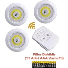 Uzaktan Kumandalı LED Lamba Pilli Işık 3 Lü Spot Lamba (11 Adet Pil Dahildir)