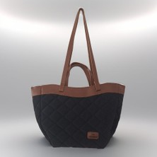 Minel Fashion Siyah Kapitone Kadın El ve Omuz Çanta