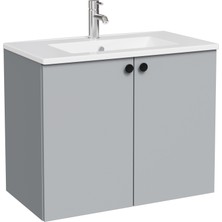Vitra Shift T20 Lavabo Dolabı 81009, 80 Cm, Kül Gri, Lavabolu, Çift Kapaklı, Yavaş Kapanır