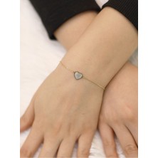 Küçük Kalpli Mineli Bileklik 14AYAR