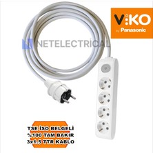 Multi-Let | Dörtlü 25 Metre Anahtarlı Topraklı Çocuk Korumalı Grup Priz - 4'lü, 25 M, 3x1.5 Ttr (Tam Bakır) Kablolu