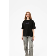 Roun Baskılı Siyah Boxyfit T-Shirt