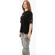 Roun Baskılı Siyah Boxyfit T-Shirt