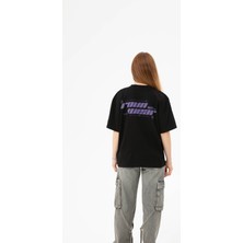 Roun Baskılı Siyah Boxyfit T-Shirt
